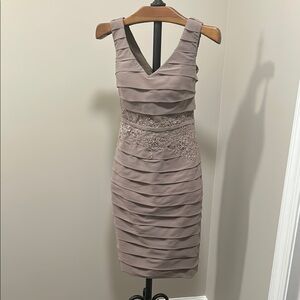 Elegant Taupe Sleeveless Dress